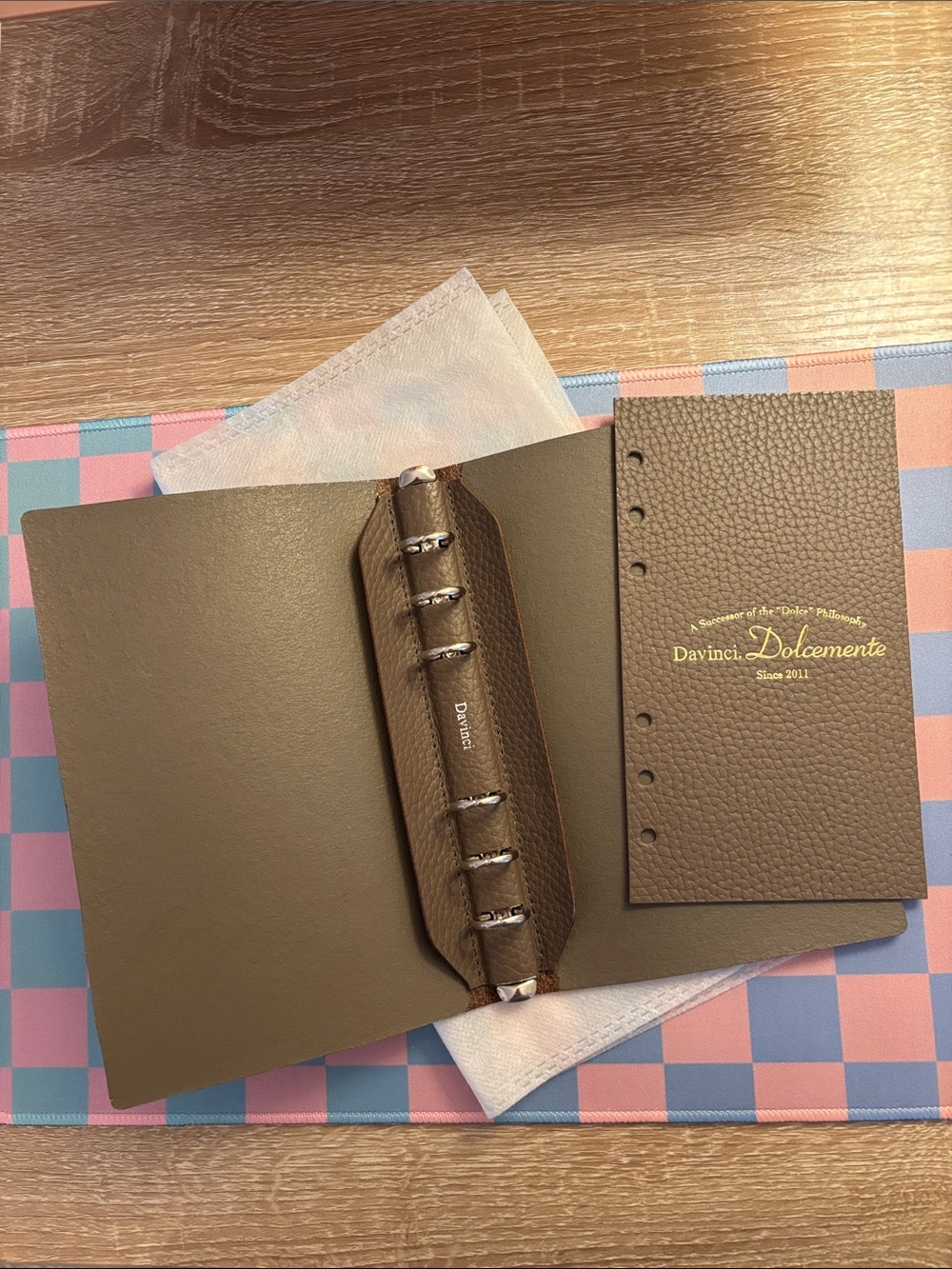 Davinci Personal Rings Bible Sz Dolcemente Organizer Planner Taupe Leather - Picture 2 of 16